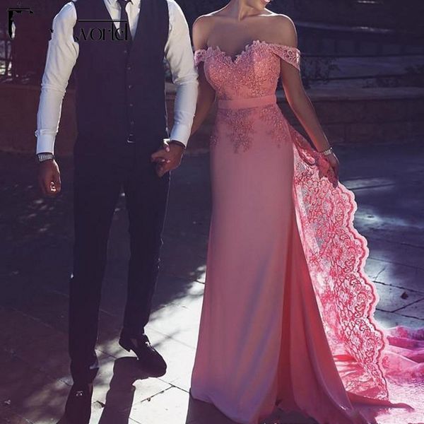 elegant pink muslim evening dresses 2020 sweetheart off shoulder lace satin islamic dubai saudi arabic long prom party gowns, Black;red
elegant pink muslim evening dresses 2020 sweetheart off shoulder lace satin islamic dubai saudi arabic long prom party gowns, Black;red