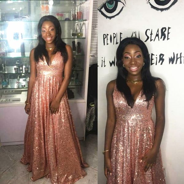 rosde gold shiny sequined prom dresses spaghetti straps v neck sparkly sequins a line floor length evening party gowns customize, Black
rosde gold shiny sequined prom dresses spaghetti straps v neck sparkly sequins a line floor length evening party gowns customize, Black