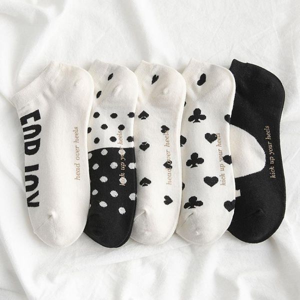 socks & hosiery 5pairs of a pack female shallow mouth boat letters japanese black and white summer short cottonsocks, Black;white
socks & hosiery 5pairs of a pack female shallow mouth boat letters japanese black and white summer short cottonsocks, Black;white