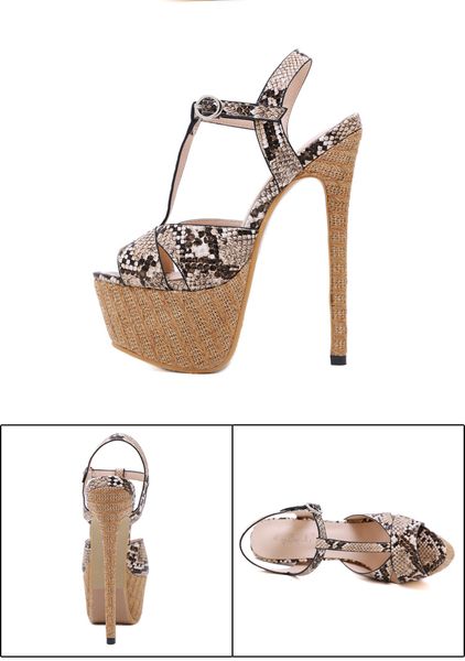 ladies t strap snake grain platform ultra high heels sandals 16cm designer sandals size 35 to 40 cs4, Black
ladies t strap snake grain platform ultra high heels sandals 16cm designer sandals size 35 to 40 cs4, Black