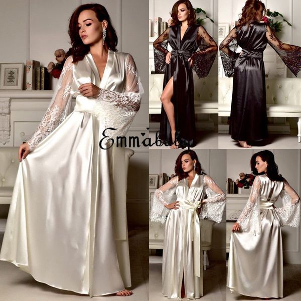 new lingerie sleepwear satin lace women sissy long sleeve loose bathrobe kimono babydoll nightwear robe deep v bathrobe, Black;red
new lingerie sleepwear satin lace women sissy long sleeve loose bathrobe kimono babydoll nightwear robe deep v bathrobe, Black;red