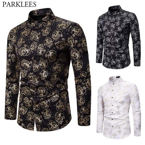 christmas father gold bronzing shirt men 2019 funny santa claus pattern stand collar mens dress shirts xmas party prom coustume, White;black
christmas father gold bronzing shirt men 2019 funny santa claus pattern stand collar mens dress shirts xmas party prom coustume, White;black