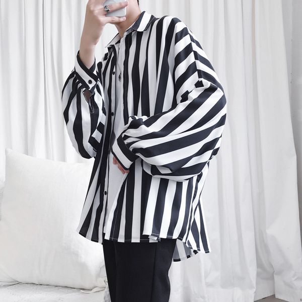 autumn a fairy real shirt temperament trend stripe long sleeve shirt, White;black
autumn a fairy real shirt temperament trend stripe long sleeve shirt, White;black