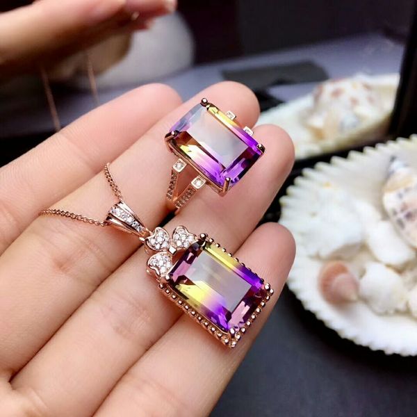 meibapj natural ametrine 925 sterling silver rectangle suit necklace and rings jewelry set for women wedding party fine jewelry, Black
meibapj natural ametrine 925 sterling silver rectangle suit necklace and rings jewelry set for women wedding party fine jewelry, Black