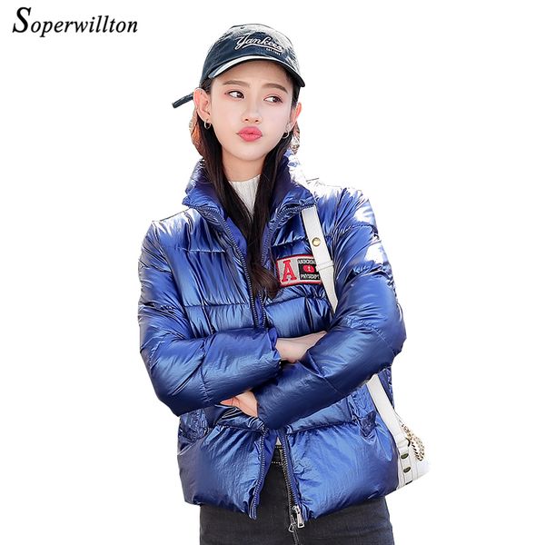 

short winter jacket women 2019 blue black lurex slilm parkas mujer coat warm ultralight women's jackets large size, Tan;black