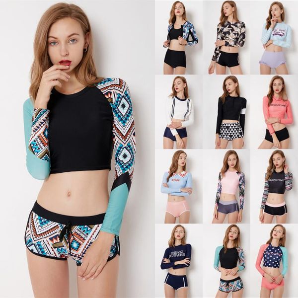 two pieces swimsuit women printed long sleeve rash guard cropped bathing suit swimwear surfing swimming suit sport rashguard
two pieces swimsuit women printed long sleeve rash guard cropped bathing suit swimwear surfing swimming suit sport rashguard
