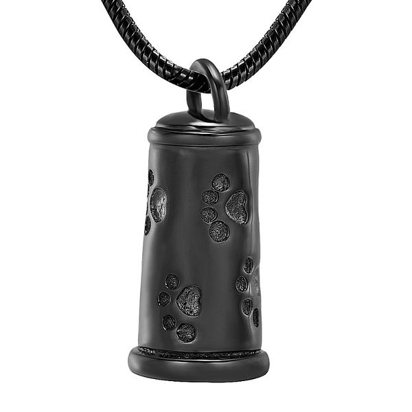 ijd11939 stainless steel pet paw print pattern black cylinder urn necklace for ashes cremation memorial pendant jewelry, Silver
ijd11939 stainless steel pet paw print pattern black cylinder urn necklace for ashes cremation memorial pendant jewelry, Silver