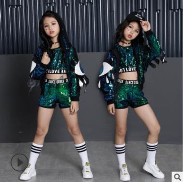 new children's jazz dance costumes girls sequins street dance korean children's hip hop magic color new year's day costumes, White
new children's jazz dance costumes girls sequins street dance korean children's hip hop magic color new year's day costumes, White