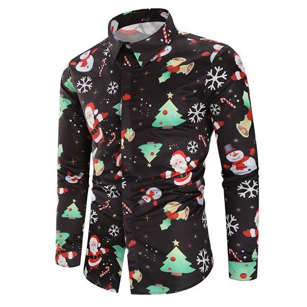 men shirt fashion 2019 christmas style printed long sleeve casual fit silm shirt men polyester single breasted camisa masculin, White;black
men shirt fashion 2019 christmas style printed long sleeve casual fit silm shirt men polyester single breasted camisa masculin, White;black