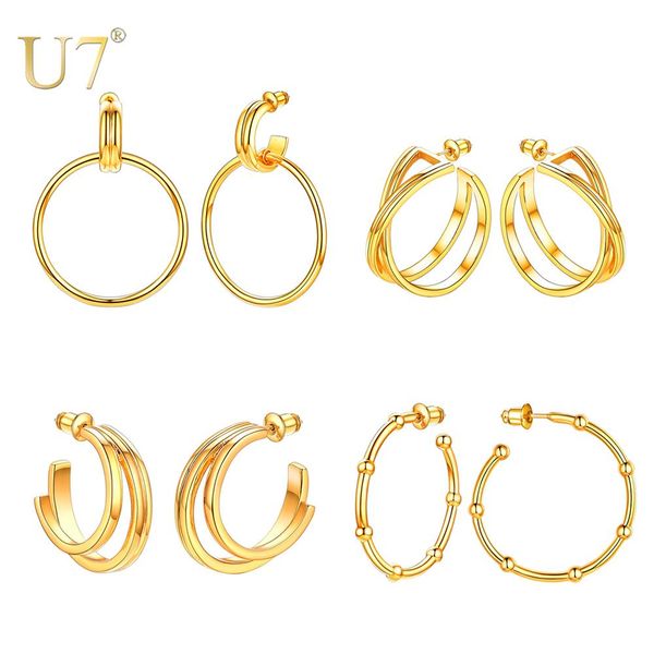 u7 gold hoop earring for women girls 2019 new fashion geometric earring brinco round drop women's daily jewelry gifts, Golden;silver
u7 gold hoop earring for women girls 2019 new fashion geometric earring brinco round drop women's daily jewelry gifts, Golden;silver