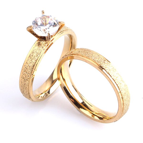 4mm lovers gold color scrub zircon 316l stainless steel wedding rings for men women wholesale, Golden;silver
4mm lovers gold color scrub zircon 316l stainless steel wedding rings for men women wholesale, Golden;silver
