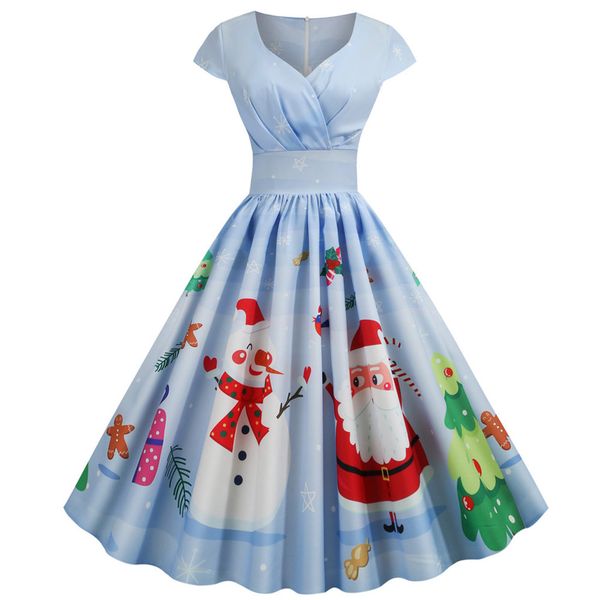 blue women christmas santa print dress v neck vintage short sleeve fashion starry dress princess tutu elegant pleated dresses, Black;gray
blue women christmas santa print dress v neck vintage short sleeve fashion starry dress princess tutu elegant pleated dresses, Black;gray