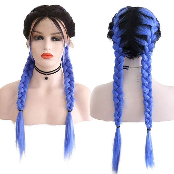 rongduoyi braided long wig with baby hair ombre blue lace front synthetic wigs for women 2 braids heat fiber middle part wig, Black
rongduoyi braided long wig with baby hair ombre blue lace front synthetic wigs for women 2 braids heat fiber middle part wig, Black