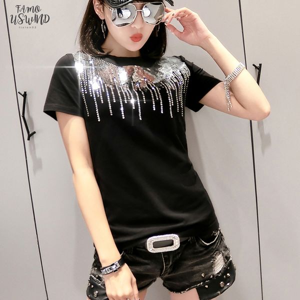 korean sequins diamonds o neck tshirt short 2020 summer office lady cotton casual clothes shirt camiseta mujer black white t95108l
korean sequins diamonds o neck tshirt short 2020 summer office lady cotton casual clothes shirt camiseta mujer black white t95108l