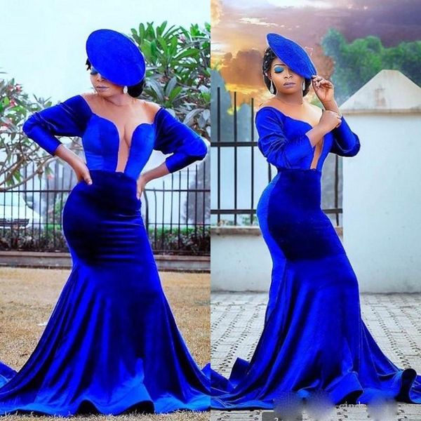 gorgeous royal blue mermaid prom dresses african keyhole neck long sleeves evening party gowns vestidos, Black
gorgeous royal blue mermaid prom dresses african keyhole neck long sleeves evening party gowns vestidos, Black