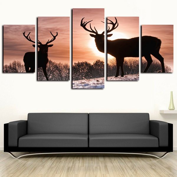 5 panels canvas wall art animal elk couple sunset pictures paintings giclee on canvas prints and posters oil paintngs artwork
5 panels canvas wall art animal elk couple sunset pictures paintings giclee on canvas prints and posters oil paintngs artwork