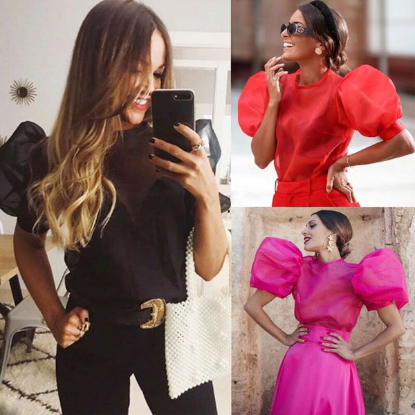 women puff short sleeve see through crop summer ladies slim fit see through shirt blouse plus size, White;red
women puff short sleeve see through crop summer ladies slim fit see through shirt blouse plus size, White;red