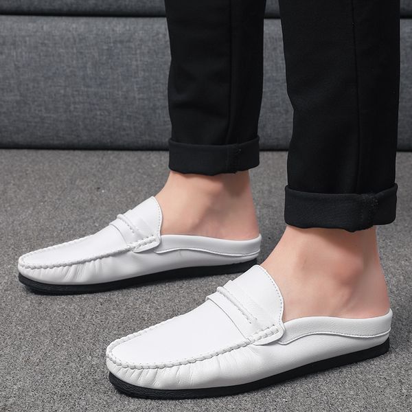 2020 summer leather shoes for male mules white casual man sneakers slip on half drag loafers mens driving shoes half slippers, Black
2020 summer leather shoes for male mules white casual man sneakers slip on half drag loafers mens driving shoes half slippers, Black