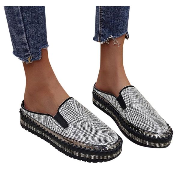 wear slippers women 2020 new wild sequin rhinestone lazy thick bottom baotou half slippers casual comfortable slip-on, Black
wear slippers women 2020 new wild sequin rhinestone lazy thick bottom baotou half slippers casual comfortable slip-on, Black