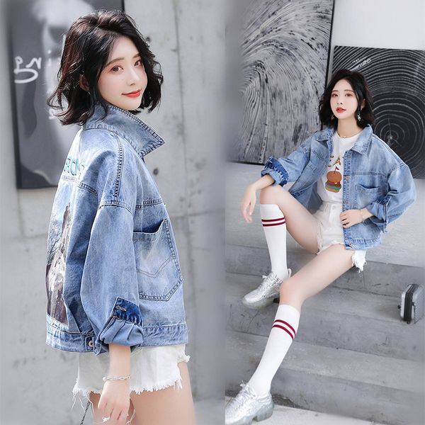 women's jackets blue denim jacket women 2021 spring autumn casual vintage ladies coats female cartoon print, Black;brown
women's jackets blue denim jacket women 2021 spring autumn casual vintage ladies coats female cartoon print, Black;brown