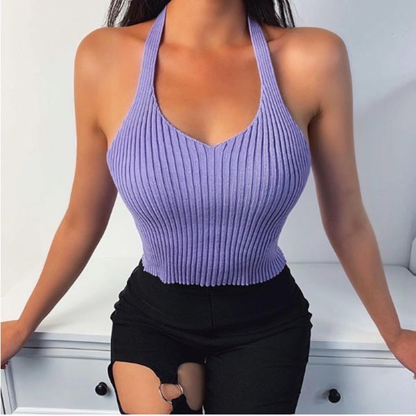 2020 summer new women purple/black/white halter slim crop fashion knit backless fitness sports casual tank camis, Black;blue
2020 summer new women purple/black/white halter slim crop fashion knit backless fitness sports casual tank camis, Black;blue