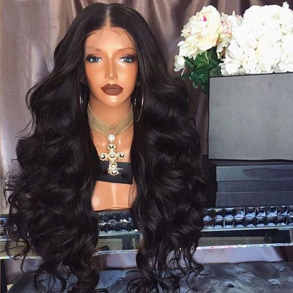 

centre parting large wave wigs black long curly 22inch heat resistant synthetic hair wig ing