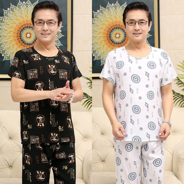 61dvp men's cotton silk pajamas father middle-aged elderly home suit clothes clothes thin middle-aged and elderly short-sleeved artific, Blue;red
61dvp men's cotton silk pajamas father middle-aged elderly home suit clothes clothes thin middle-aged and elderly short-sleeved artific, Blue;red