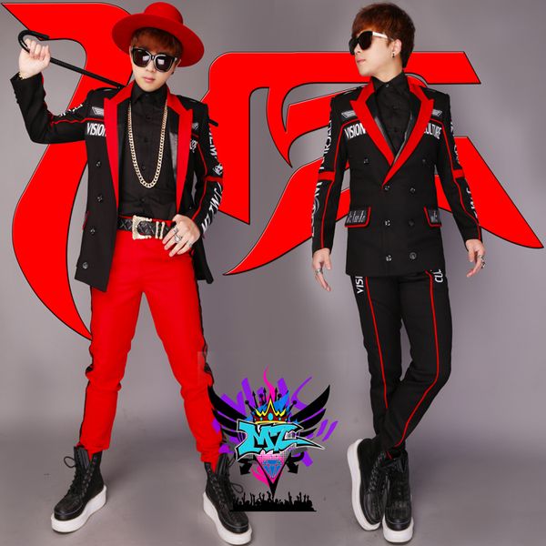 men's korean slim black red suit + pants nightclub male singer performance clothing bar dj magician show suit dress clothes, White;black
men's korean slim black red suit + pants nightclub male singer performance clothing bar dj magician show suit dress clothes, White;black