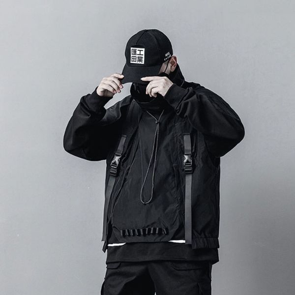 men pullover hooded sleeveless cargo jacket vest removable hat male high street hip hop tooling coat waistcoat outerwear, Black
men pullover hooded sleeveless cargo jacket vest removable hat male high street hip hop tooling coat waistcoat outerwear, Black