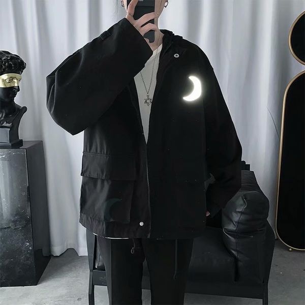 fashion men's casual loose jacket hooded coat spring autumn with reflective pattern male outwear size m-xxl b27, Black;brown
fashion men's casual loose jacket hooded coat spring autumn with reflective pattern male outwear size m-xxl b27, Black;brown