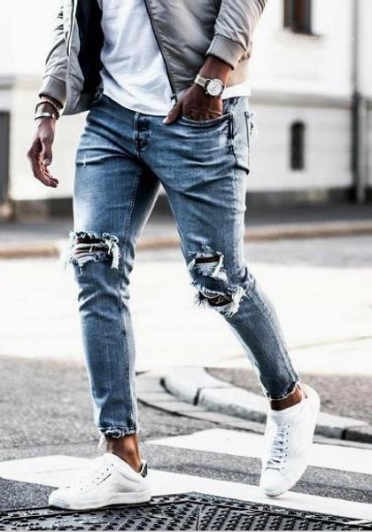 ripped jeans fashion denim blue holes hombres street pants casual long pencil pants men designer new
ripped jeans fashion denim blue holes hombres street pants casual long pencil pants men designer new