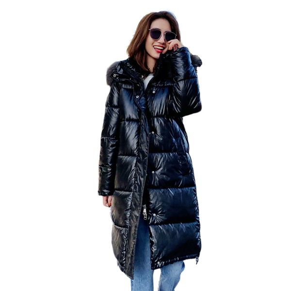 fur collar winter long down jacket women female 2019 new fashion hooded parka shining fabric down coat warm thicken, Black
fur collar winter long down jacket women female 2019 new fashion hooded parka shining fabric down coat warm thicken, Black