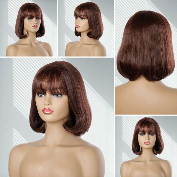 stylish bob synthetic wigs short straight wavy curly brown hair wig with bangs, Black
stylish bob synthetic wigs short straight wavy curly brown hair wig with bangs, Black