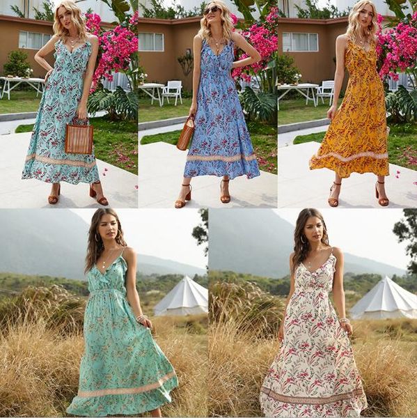new summer vintage dresses boho floral long maxi dress v-neck bohemian floral split dress summer beach sundres s-xl, Black;gray 
new summer vintage dresses boho floral long maxi dress v-neck bohemian floral split dress summer beach sundres s-xl, Black;gray