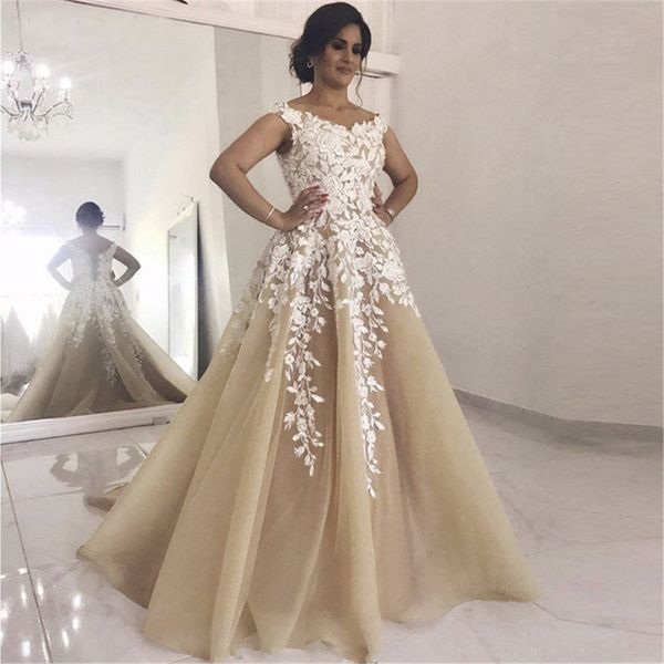 gorgeous champagne arabic wedding dresses exquisite lace tulle a line long bridal dress custom made vestido de mariree, White
gorgeous champagne arabic wedding dresses exquisite lace tulle a line long bridal dress custom made vestido de mariree, White