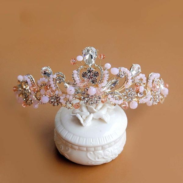 korean pink crystal chaton crown crown bride wedding dress ornaments stage children headdress, White;golden
korean pink crystal chaton crown crown bride wedding dress ornaments stage children headdress, White;golden