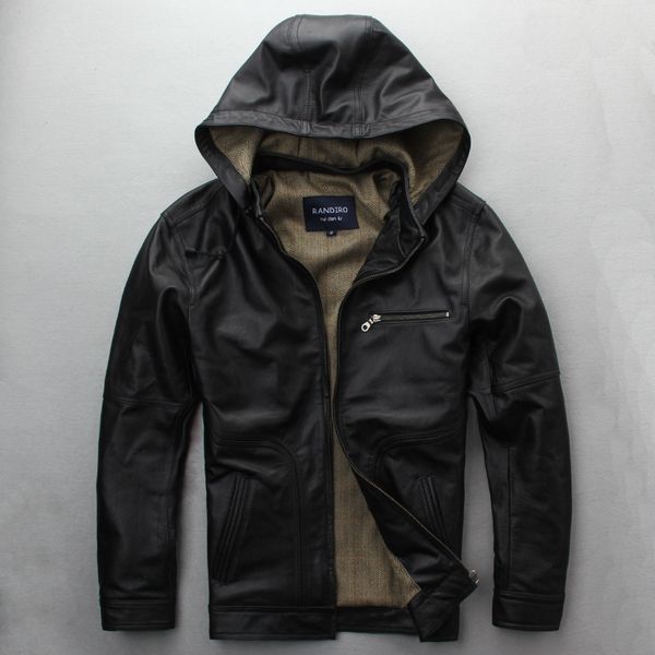 men's hooded genuine leather jacket black slim fit casual leather coat with hat detachable autumn jacket men 2018
men's hooded genuine leather jacket black slim fit casual leather coat with hat detachable autumn jacket men 2018