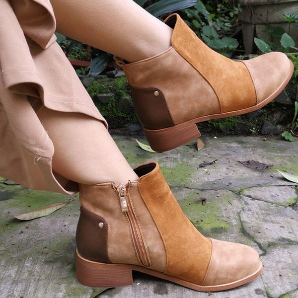 fashion ankle boots for women suede square heels snow boots side zip mixed colors round toe autumn zapatos de mujer, Black
fashion ankle boots for women suede square heels snow boots side zip mixed colors round toe autumn zapatos de mujer, Black