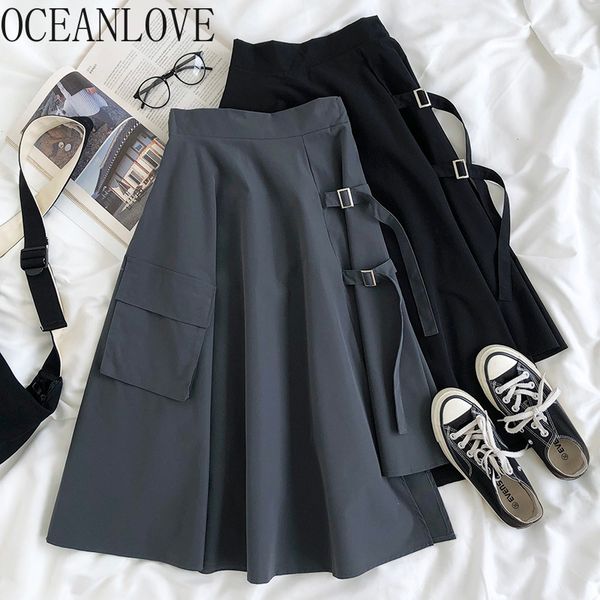 oceanlove a-line solid women skirts pockets streetwear vintage 2020 spring long skirts high waist student faldas fashion 15615, Black
oceanlove a-line solid women skirts pockets streetwear vintage 2020 spring long skirts high waist student faldas fashion 15615, Black
