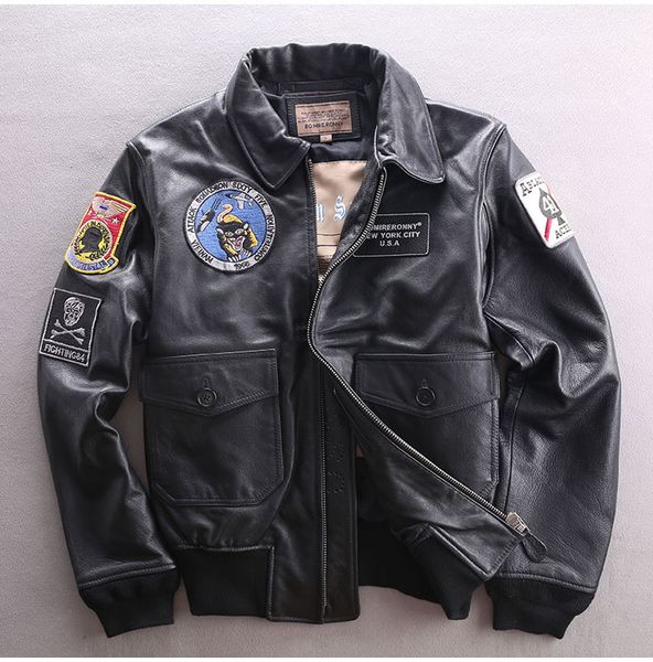 air genuine men force flight suit cowhide bomber jacket short motorcycle biker real leather coat male, Black
air genuine men force flight suit cowhide bomber jacket short motorcycle biker real leather coat male, Black