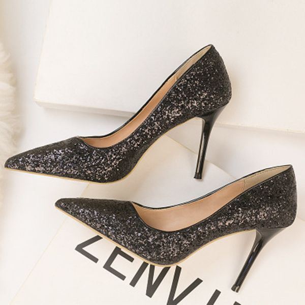 fashion shoes women thin heels party female pumps high heels wedding shoes gradient sequins club, Black
fashion shoes women thin heels party female pumps high heels wedding shoes gradient sequins club, Black