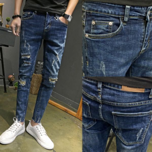the blue popular logo web celebrity men jeans trousers nine minutes of pants of the cultivate one's morality hole in joker
the blue popular logo web celebrity men jeans trousers nine minutes of pants of the cultivate one's morality hole in joker