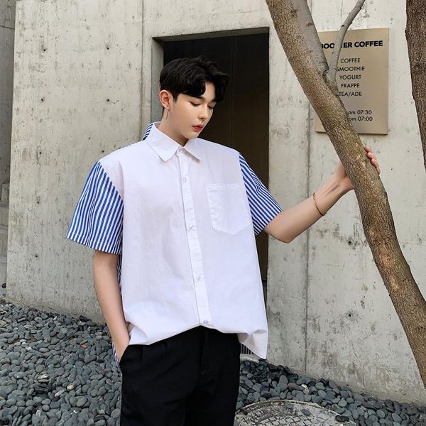 male women streetstyle fashion couple shirts men can be worn before back stripe short sleeve shirts, White;black
male women streetstyle fashion couple shirts men can be worn before back stripe short sleeve shirts, White;black