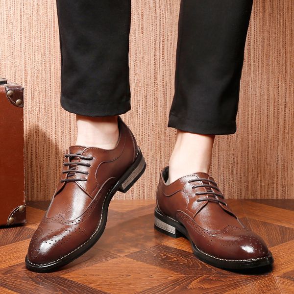 fashion new genuine leather men formal shoes brogue elegant classic business wedding social mens dress shoes, Black
fashion new genuine leather men formal shoes brogue elegant classic business wedding social mens dress shoes, Black