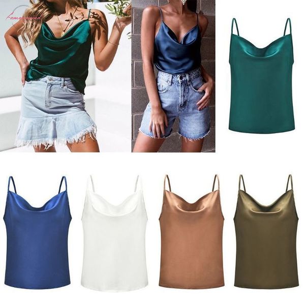 summer women lady chic slim wild solid print satin camis vest tank female adjustable spaghetti strap basic, White
summer women lady chic slim wild solid print satin camis vest tank female adjustable spaghetti strap basic, White