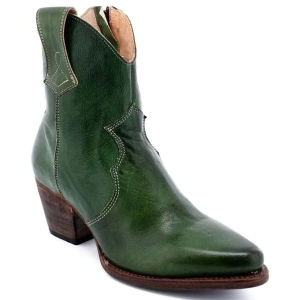 brown green cowboy boots women ankle pointed toe western leather boots female retro shoes zip up chunky botines mujer plus size, Black
brown green cowboy boots women ankle pointed toe western leather boots female retro shoes zip up chunky botines mujer plus size, Black