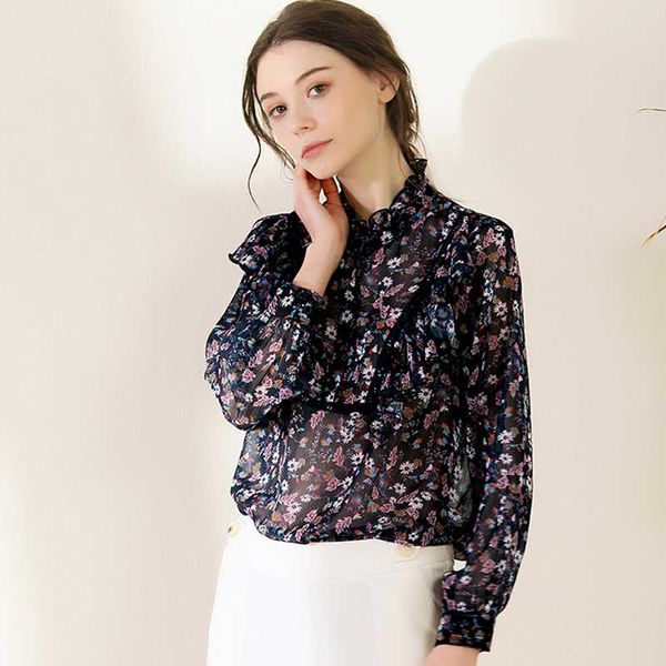 women's shirt long sleeves floral printed ruffles fashion casual blouse shirt, White
women's shirt long sleeves floral printed ruffles fashion casual blouse shirt, White