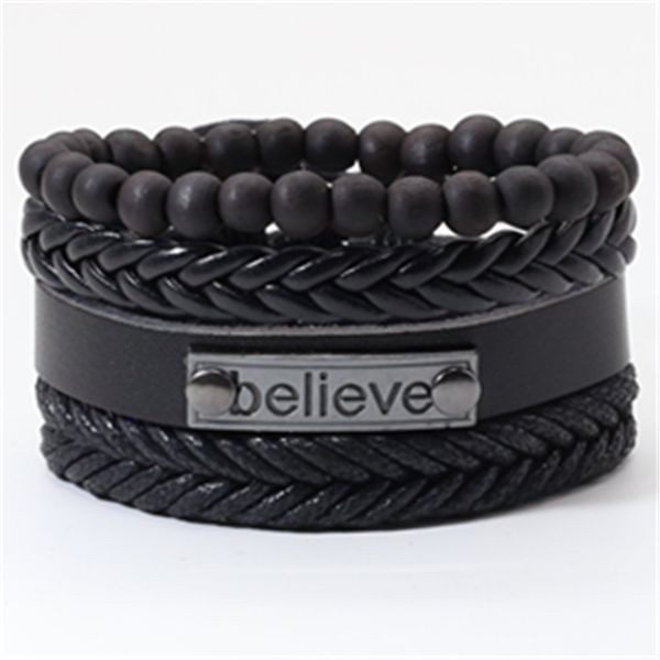 braided believe khaki black woodbeads wristband multilayer leather bracelets set men bracelets women fashion jewelry accessories, Golden;silver
braided believe khaki black woodbeads wristband multilayer leather bracelets set men bracelets women fashion jewelry accessories, Golden;silver