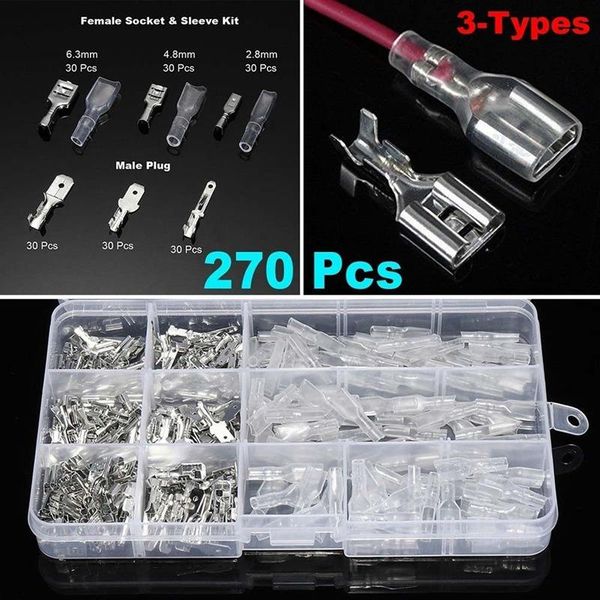 270pcs 2.8/4.8/6.3mm insulated electrical wire crimp terminal spade connector assortment set
270pcs 2.8/4.8/6.3mm insulated electrical wire crimp terminal spade connector assortment set