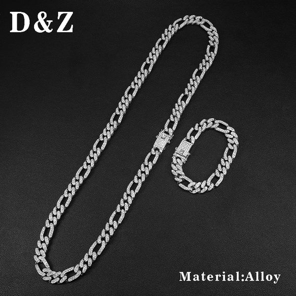 d&z 1 set hip hop iced out micro paved cubic zircon miami cuban link chain necklace for men rock&roll jewelry, Silver
d&z 1 set hip hop iced out micro paved cubic zircon miami cuban link chain necklace for men rock&roll jewelry, Silver